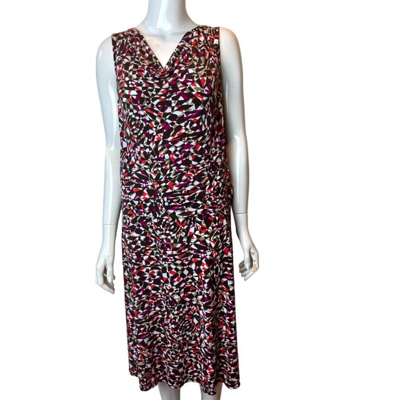 George Womens Geometric Pattern Cowl Neck Dress Gl288118E V Neck Brown White XXL - Picture 1 of 7